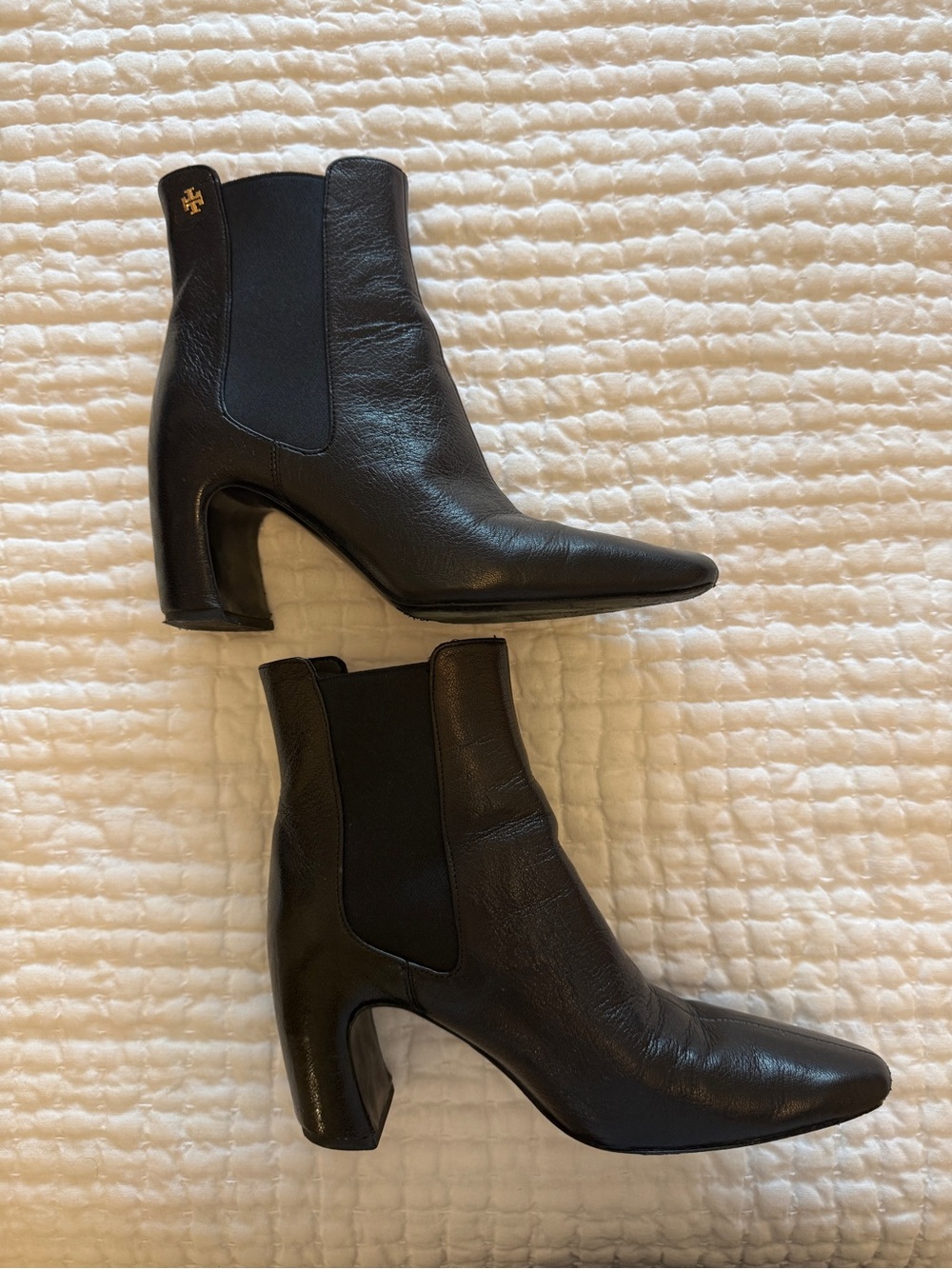 Tory Burch Black Leather Pointed Ankle Boots